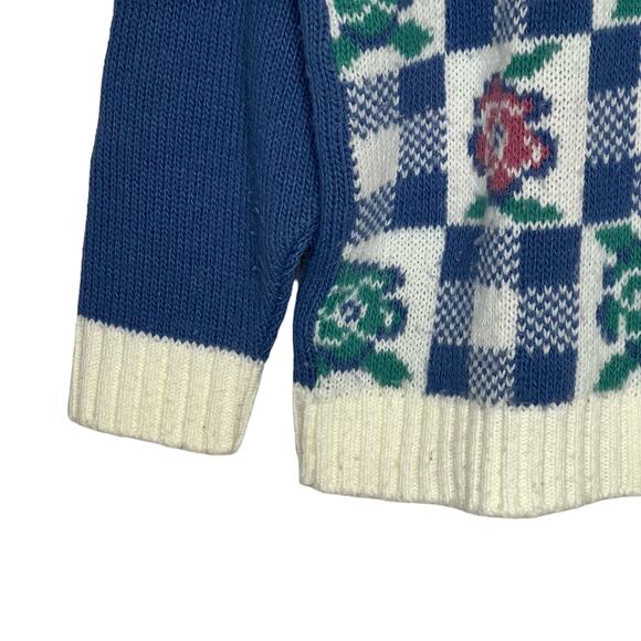 Vintage 80s Cape Cod Petites Size Medium Collared Cottage Pullover Sweater - Picture 5 of 7